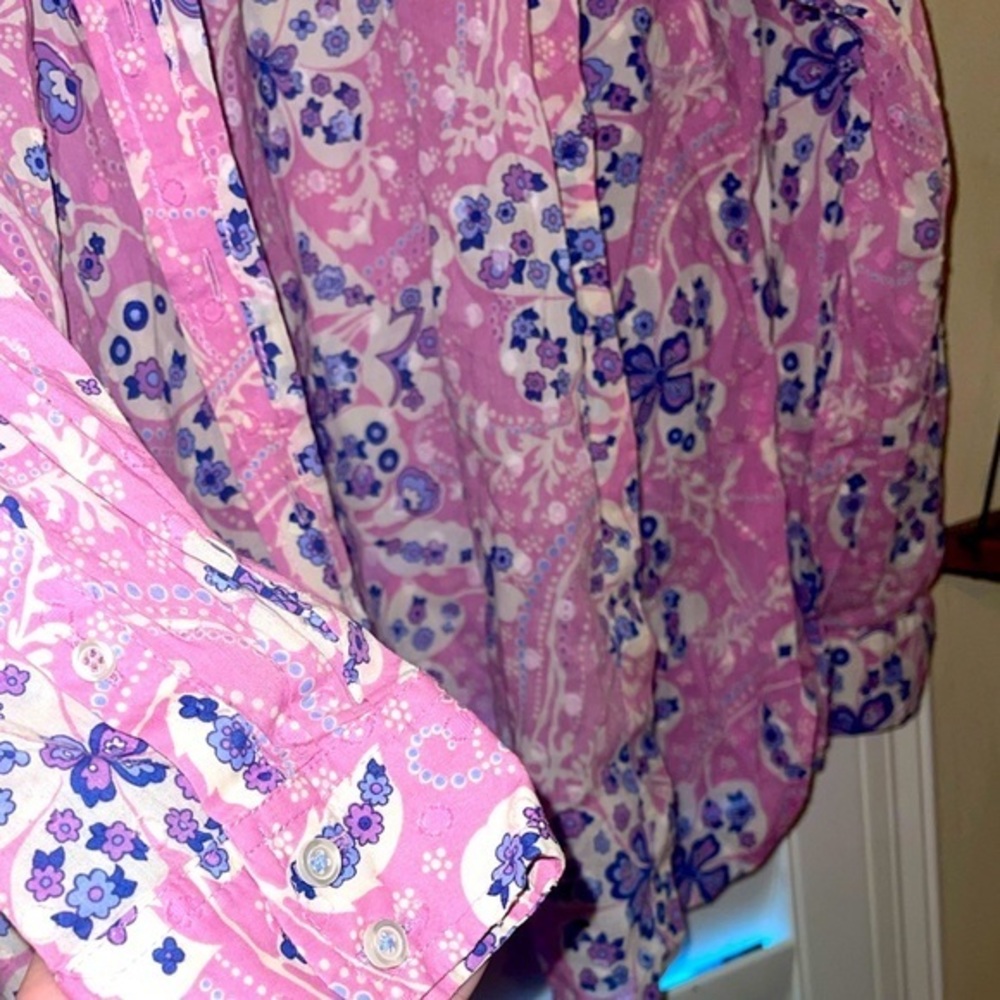 Talbots Funky Button Down Collared Pink And Purpl… - image 7